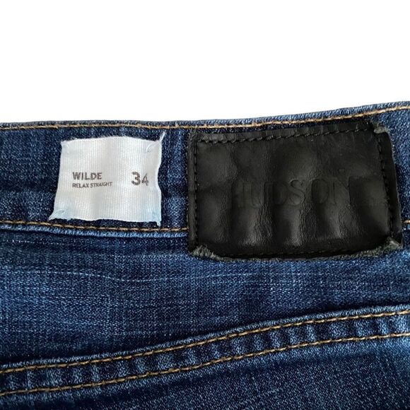 Hudson Wilde Relaxed Straight Jeans 34 Davi - Picture 8 of 9